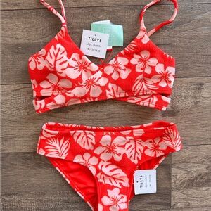 Tilly's Kids Tropical Floral Bikini - Red and White